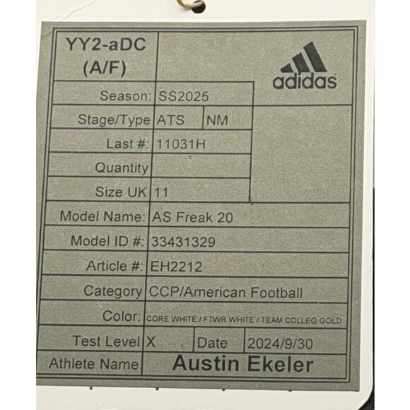 Adidas AS Freak 20 2025 Season Player Exclusive for Austin Ekeler Black Size 11 main image 3